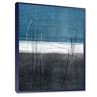 Designart Teal Meets Grey Abstract Art FLOAT FRAME WALL ART