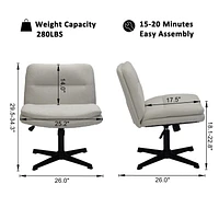 Chaise de bureau à dossier moyen Homy Casa avec revêtement capitonné et accoudoirs pour bureau à domicile et salon