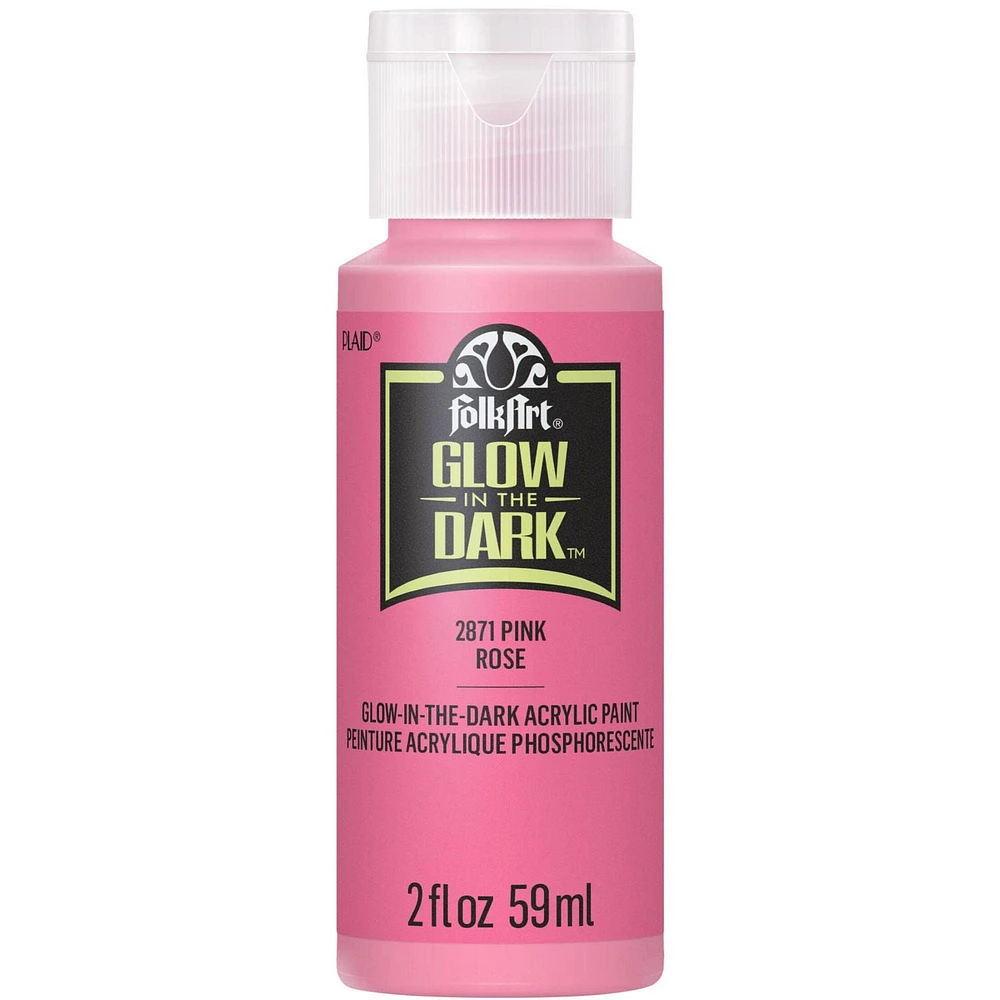 Peinture acrylique phosphorescente FolkArt - Rose, 2 oz. Peinture phosphorescente