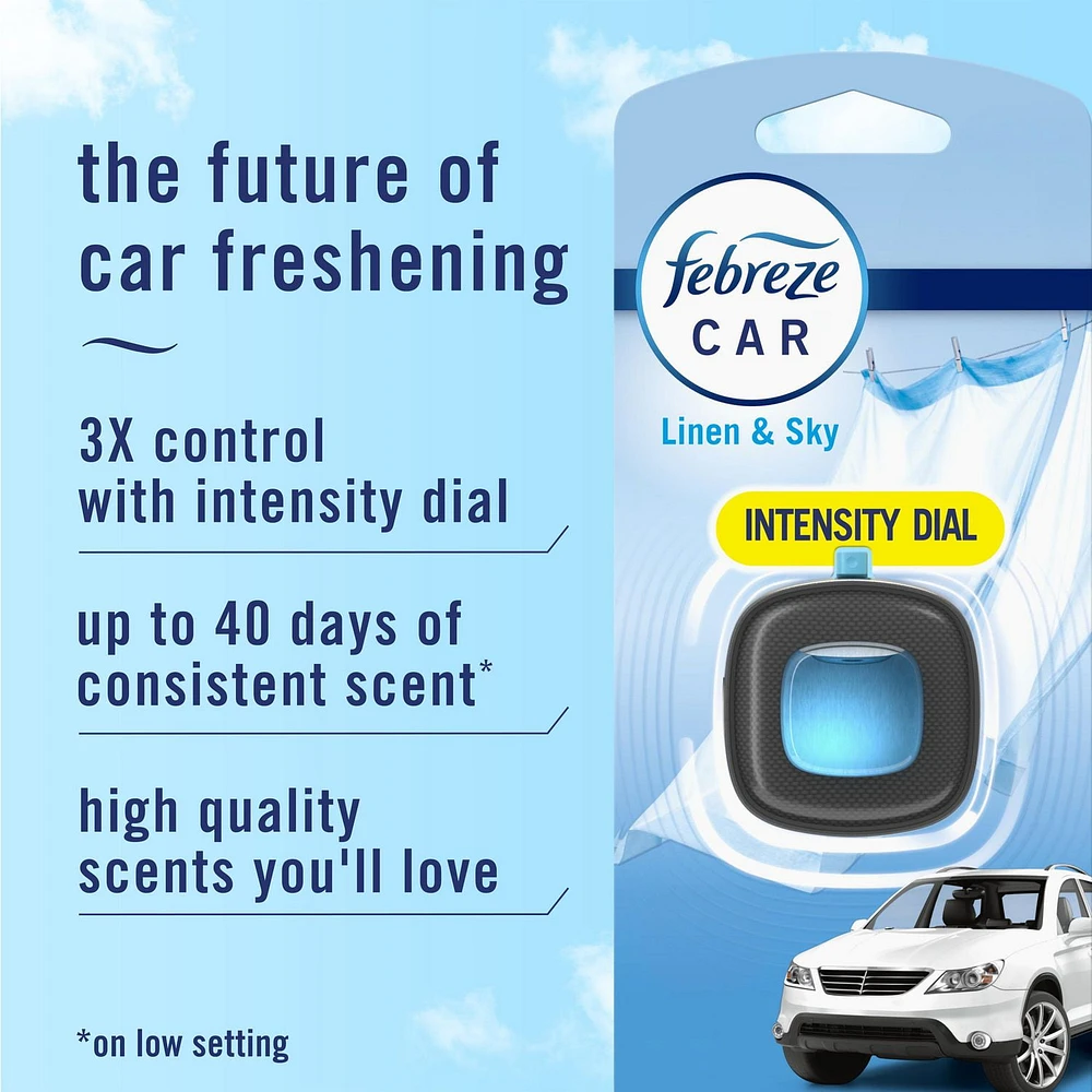 Febreze Car Air Freshener, Odor-Fighting Automotive Vent Clip, Linen & Sky Scent, 2ML