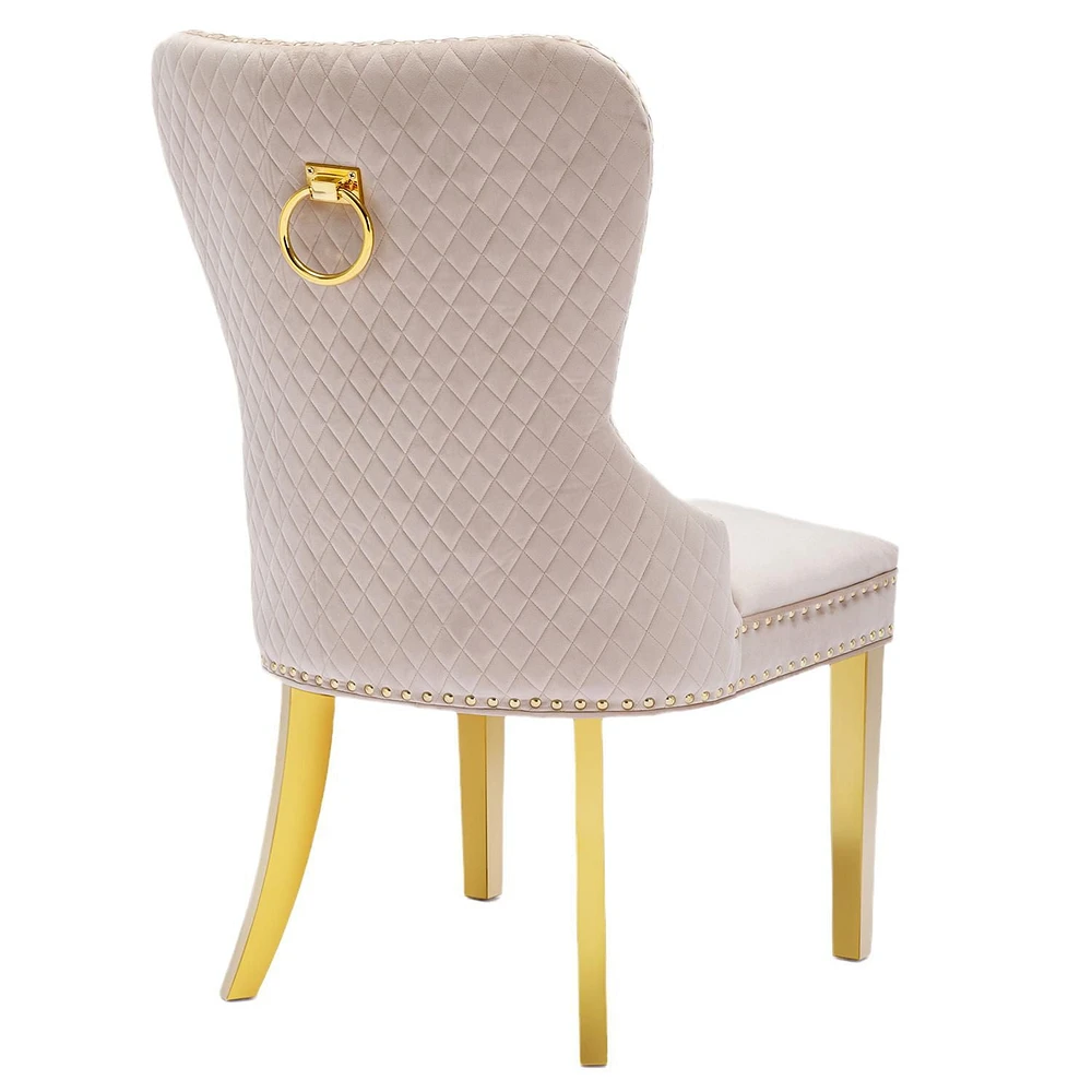 Chaise de salle à manger canadienne Alisha beige avec pieds dorés