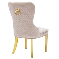 Chaise de salle à manger canadienne Alisha beige avec pieds dorés