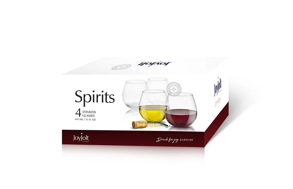Spirits Stemless Crystal Wine Glasses 15 oz - Set of 4