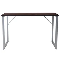 Harvey Black Finish Computer Desk with Silver Metal Frame