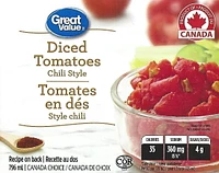 Great Value Chili Style Diced Tomatoes, 796 mL Chili Diced Tomatoes