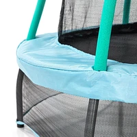 SKYWALKER TRAMPOLINES 48 pouces, rond bleu sarcelle, trampoline d'intérieur pour enfants, mini videur, rebondeur avec filet de sécurité et rembourrage