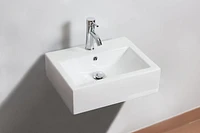 American Imaginations -in. W Wall Mount White Bathroom Vessel Sink Set For 1 Hole Center Faucet AI