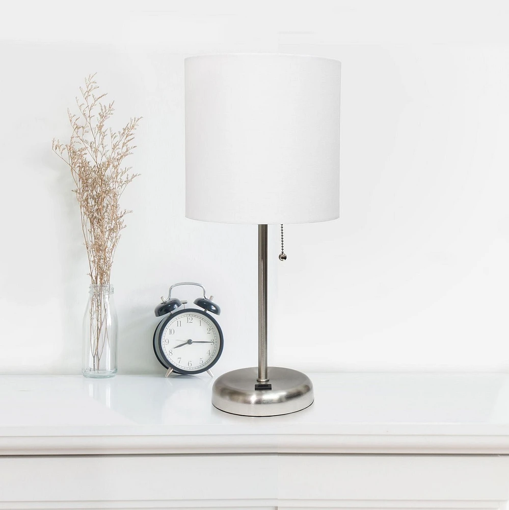 Lampe bâton LimeLights avec port de chargement USB et abat-jour en tissu, blanc