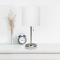 Lampe bâton LimeLights avec port de chargement USB et abat-jour en tissu, blanc