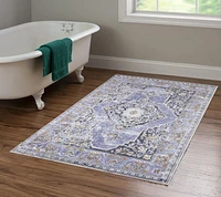 Tapis Emerald Canton bleu & ivoire de 6 pi 7 po x 9 pi 7 po