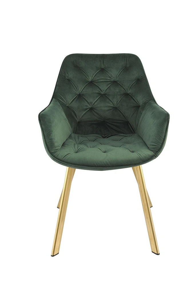 Topline Home Furnishings Dining Arm Chair, Velvet & Gold