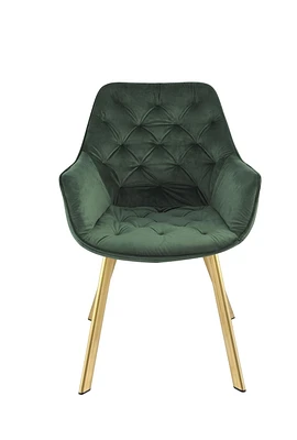 Topline Home Furnishings Chaise à accoudoirs de salle à manger en velours et or