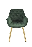 Topline Home Furnishings Chaise à accoudoirs de salle à manger en velours et or