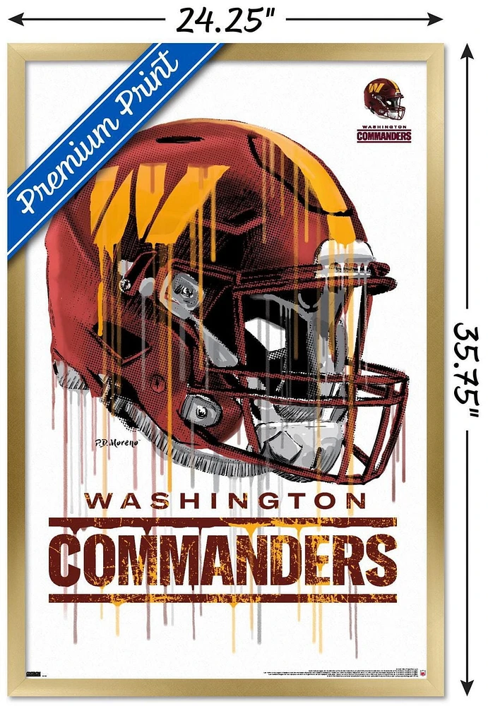 NFL Washington Commanders - Drip Helmet 22 Wall Poster, 14.725" x 22.375" Framed
