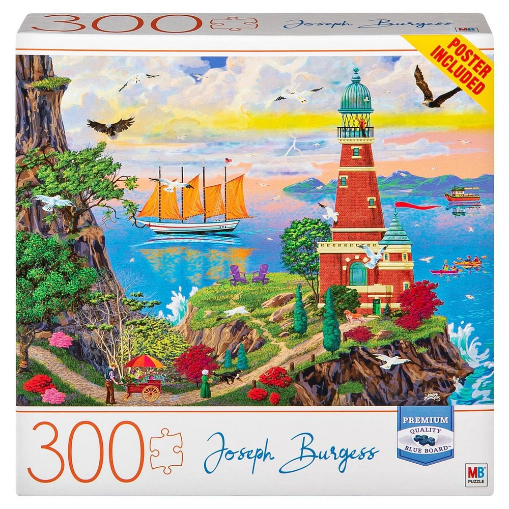 Artiste Joseph Burgess, puzzle adulte de 300 pièces, Visiteurs se rendant au phare, carton bleu de haute qualité