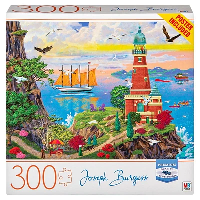 Artiste Joseph Burgess, puzzle adulte de 300 pièces, Visiteurs se rendant au phare, carton bleu de haute qualité