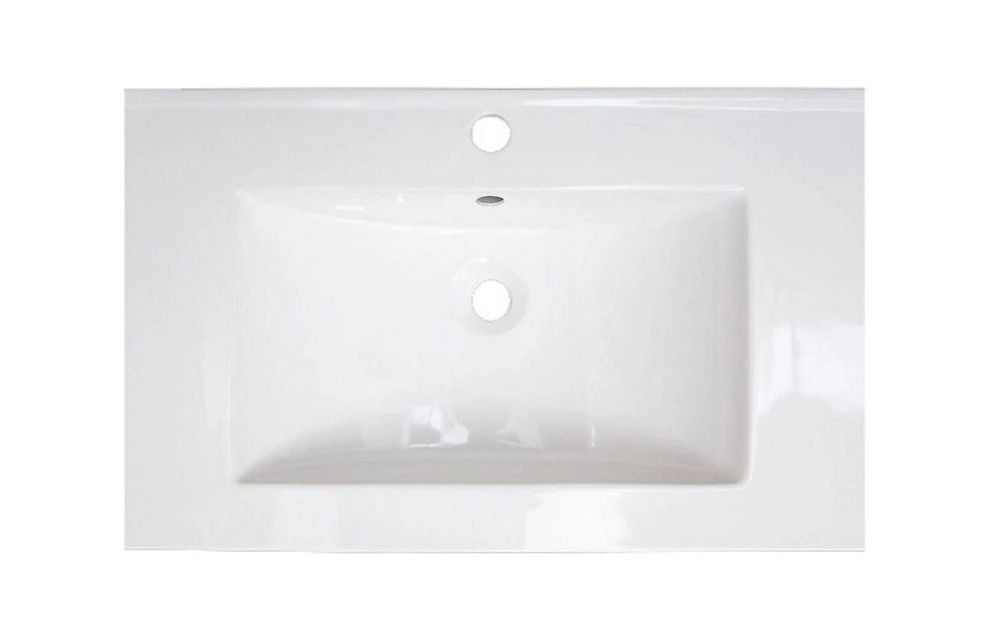 American Imaginations 24,25 in. Ensemble de dessus en céramique W 1 trou en couleur blanche - Drain de trop-plein incl. AI-29582