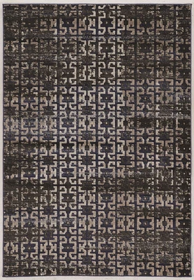 Tapis Bijou Labyrinthe marine et beige de 8 pi x 10 pi 4 po