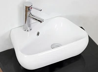 American Imaginations 17.5-in. W Above Counter White Bathroom Vessel Sink Set For 1 Hole Left Faucet AI-34271