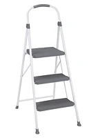 COSCO  2 step Connection Folding Step Stool with Large Resin Steps, Max Reach 8ft 1in (White and Gray, Steel with Resin Steps), Step Stools