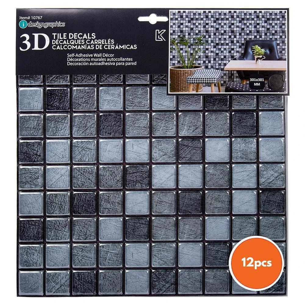 Truu Design 3D Metallic Square Self-Adhesive Peel and Stick Self-Adhesive Peel and Stick Wall Tiles