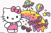 Hello Kitty - Retro Rainbow Wall Poster, 14.725" x 22.375"