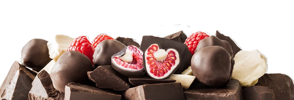 TruFru Frozen Rasperries in White & Dark Chocolate 6oz, TruFru Nature's Raspberries Frozen Fresh in White & Dark Chocolate