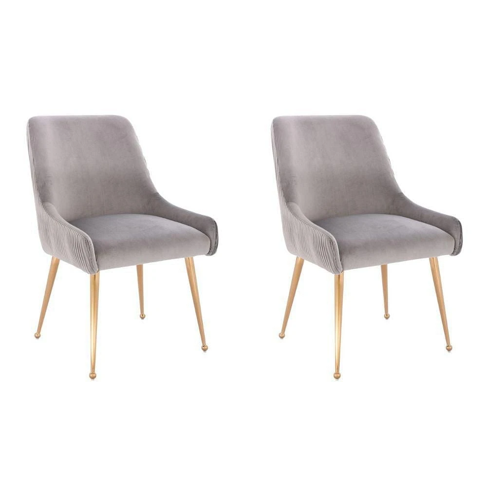 Henry III Dining Chair Set of 2 – Elegant Velvet Dining Accent Chairs with Comfortable Upholstery, Gold Legs, and Stylish Handle Detail on the Back, Perfect for Modern Dining Spaces