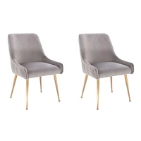 Henry III Dining Chair Set of 2 – Elegant Velvet Dining Accent Chairs with Comfortable Upholstery, Gold Legs, and Stylish Handle Detail on the Back, Perfect for Modern Dining Spaces