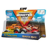 Monster Jam, Official El Toro Loco vs. Monster Mutt Die-Cast Monster Trucks, 1:64 Scale, 2 Pack