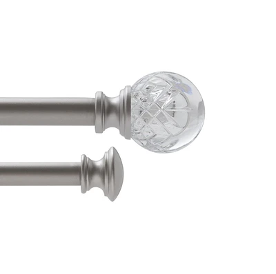 ENSEMBLE DE TRINGLE À RIDEAUX DOUBLE EN ACRYLIQUE HOMETRENDS, DIAMÈTRE DE 3/4", LONGUEUR  42 À 120", NICKEL Ensemble de tringle à rideaux