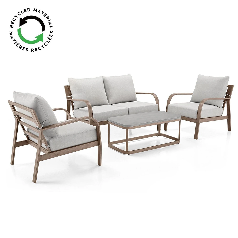 Better Homes & Gardens Prado 4-Piece Patio Outdoor Conversation Set - Brown, Hand-painted concrete finish