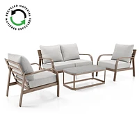 Better Homes & Gardens Prado 4-Piece Patio Outdoor Conversation Set - Brown, Hand-painted concrete finish