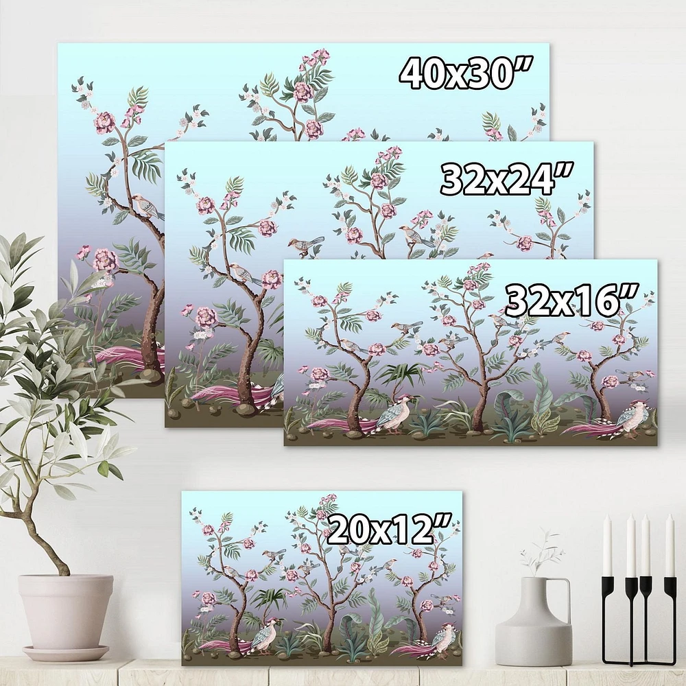 Designart Chinoiserie With Birds and Peonies II Canvas Wall Art