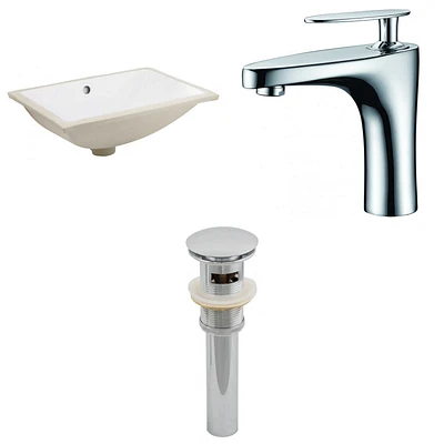 18.25-in. W CUPC Rectangle Bathroom Undermount Sink Set In White - Chrome Hardware