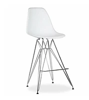 Heavenly Collection White & Chrome Bar Stool
