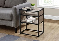 Monarch Specialties  Table D'appoint, Coté, Bout, Table De Nuit, Lampe, Salon, Chambre À Coucher, Stratifié Brun, Métal Noir, Contemporain, Moderne