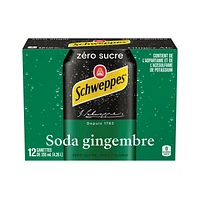 Schweppes Ginger Ale Zero Sugar, 12 x 355 mL cans, 12x355mL