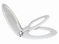 Siège de toilette allongé 2-en-1 TinyHiney à charnière chromée avec couvercle qui ferme délicatement pour enfants et adultes de TopSeat