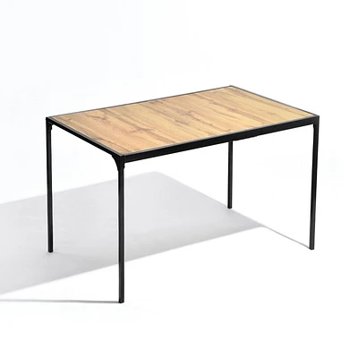 Homy Casa 5-Piece Dining Set, 1 Table with 4 Ergonomic Upholstered Chairs, PVC-Coated Table Top for Dining Room Kitchen Reception Area In, Natural/Espresso Table