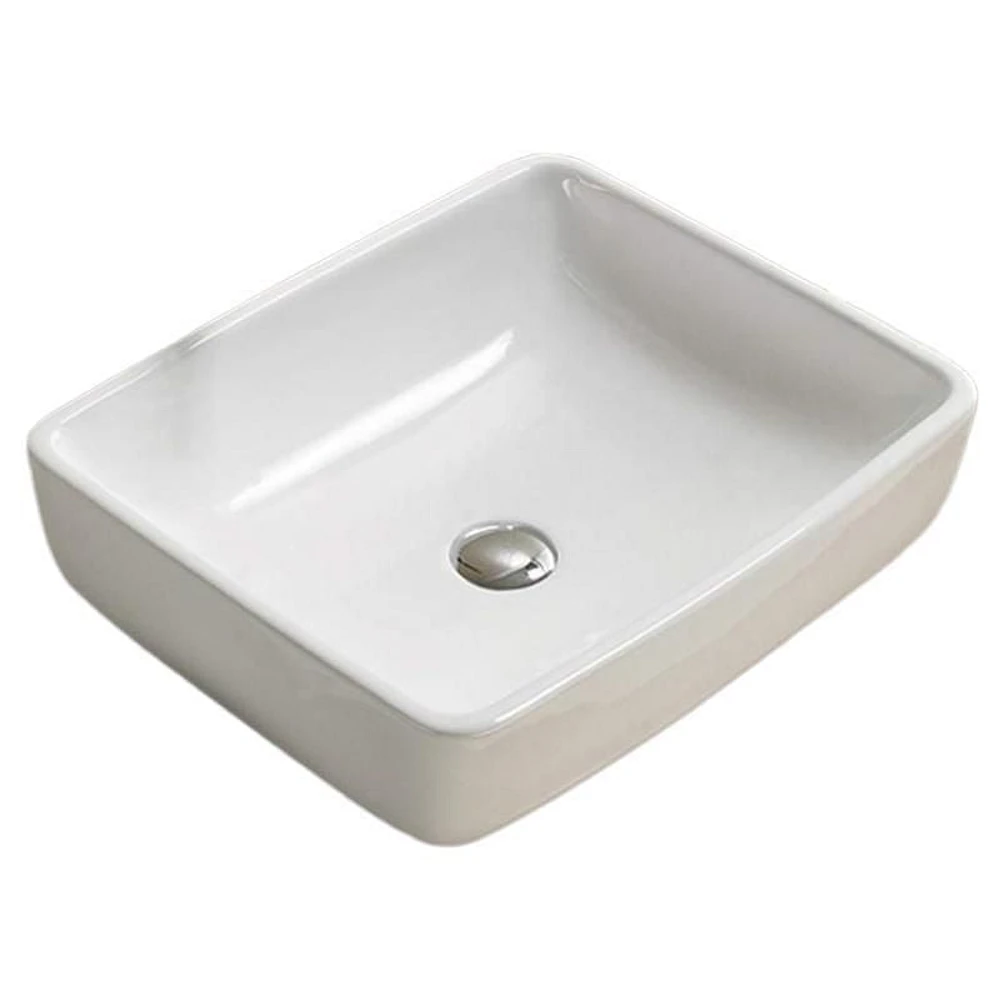 American Imaginations -in. W Above Counter White Bathroom Vessel Sink For Wall Mount Wall Mount Drilling AI