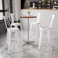 Table à cocktail ronde en bois de 24 pouces avec pieds centraux de 30 pouces et 42 pouces