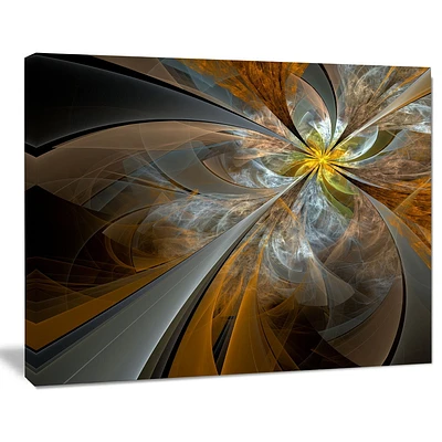 Tableau à toile imprimée numérique florale Design Art Fleur fractale jaune symétrique