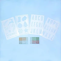 On the Surface Alphabet Stencils & Christmas Stencils with Adhesive Gemstones