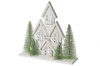Maison En Bois Led Blanc 12.40"