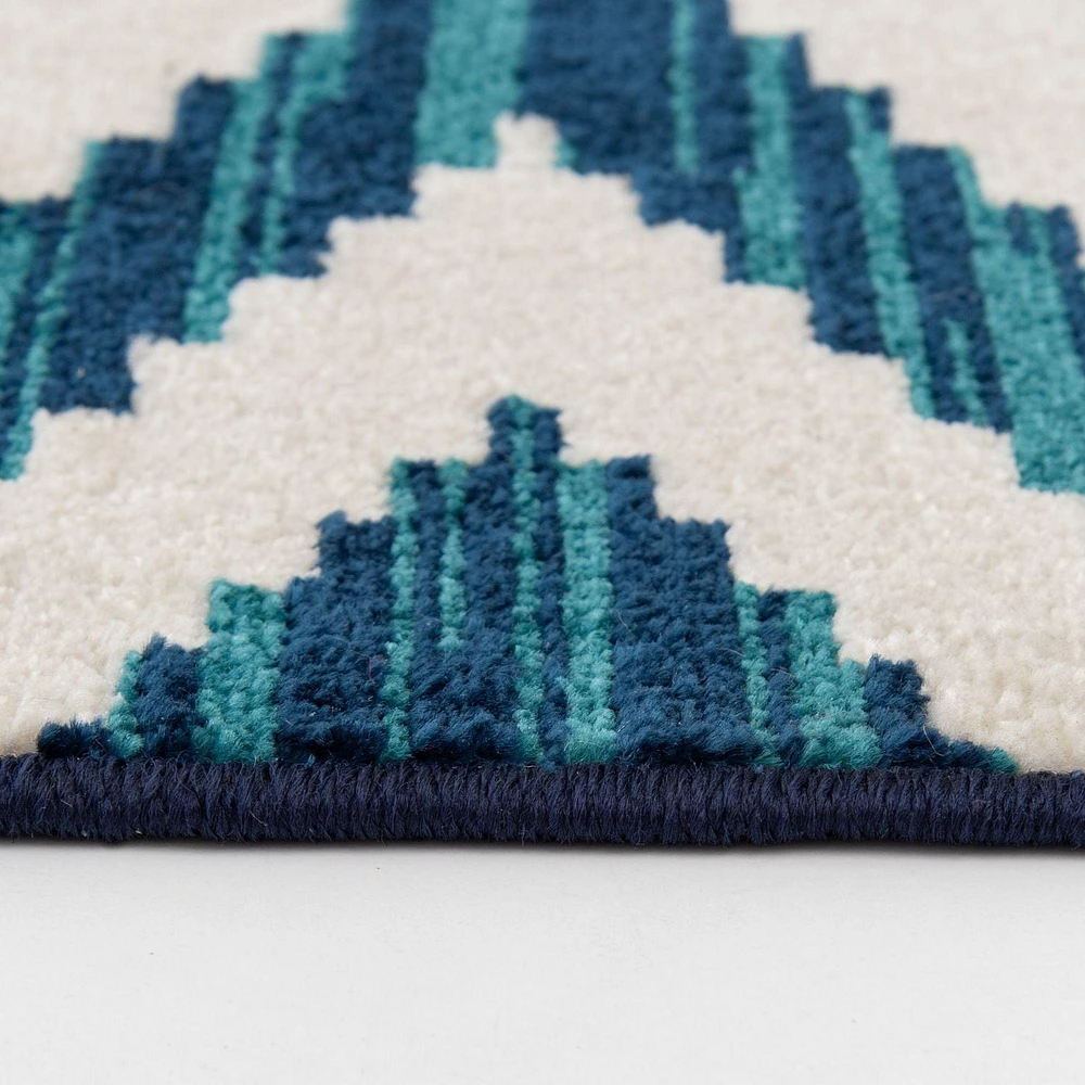 Tapis tissé crème et bleu saphir Tropiana