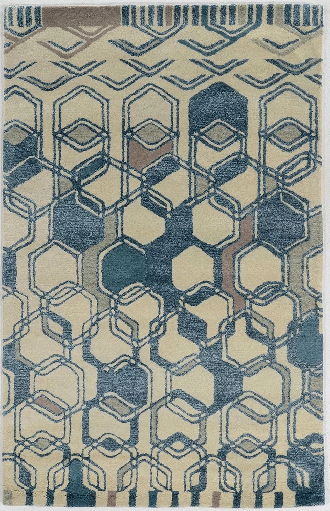 Tapis d'appoint en Laine Aspire Triangle bleu clair et crème de 2 pi x 3 pi