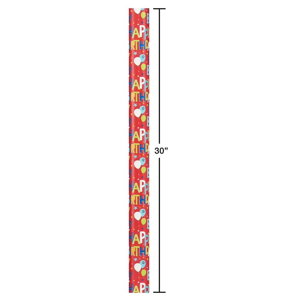 American Greetings Reversible Wrapping Paper, Happy Birthday Lettering and Stars (1 Jumbo Roll, 175 sq. ft.)