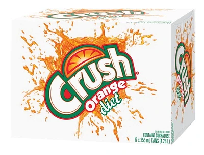 Crush Orange Diet Sugar Free Soft Drink 12 x 355 mL, Cans, 12x355mL