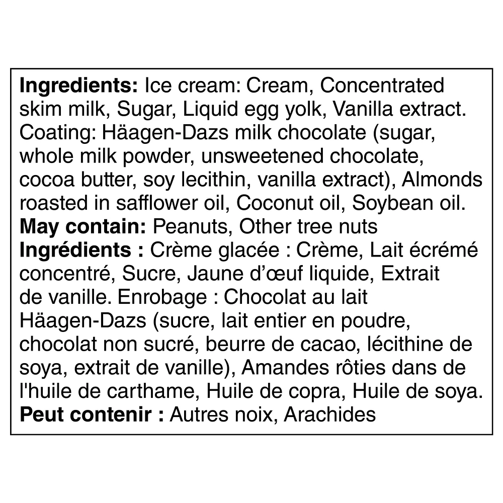 Barres de crème glacée HÄAGEN-DAZS® Miniatures Vanille amande 4 x 55 ml 4x55 ml